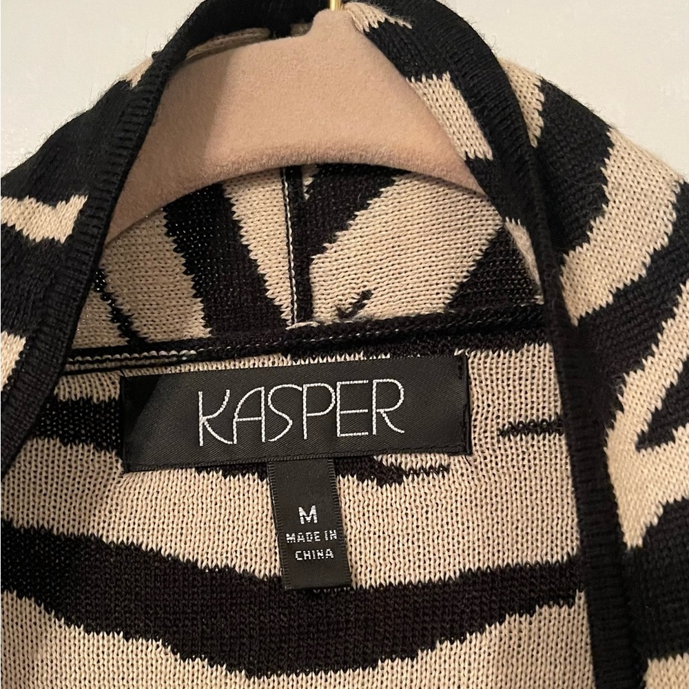 Kasper Black and Cream Zebra Cardigan - Picture 2 of 3